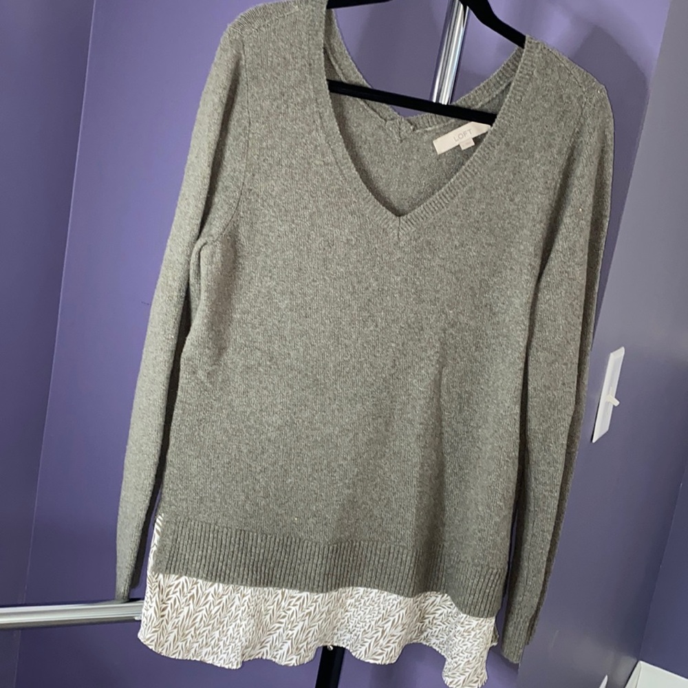 LOFT women’s sweater with blouse attached at bottom